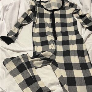 Old Navy Black and White Plaid Pajama one piece